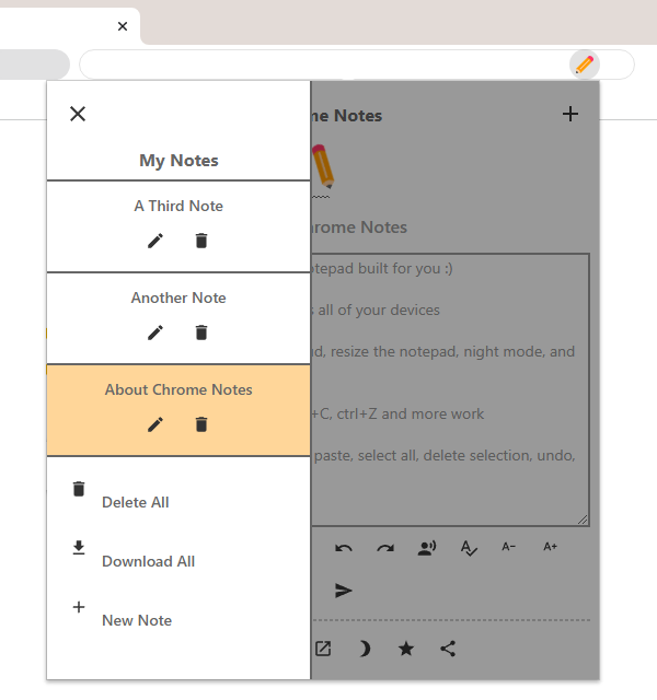 chrome notes screenshot